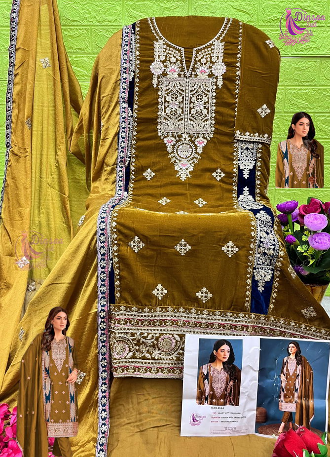 Dinsaa 294 A To D Embroidered Velvet Pakistani Suits Suppliers In India
